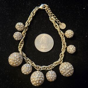 Elegant Gold Rhinestone Ball 8"  Bracelet